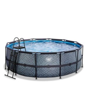 EXIT Stone Pool 14ft x 48in with Sand Filter Pump – Grey
