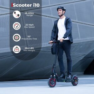 iScooter i10 City Commuter Electric Scooter - 42V, 650W 15Ah, 25 MPH Max Speed, 28-Mile Range, Max Load 264 lbs - 100% Financing Available!