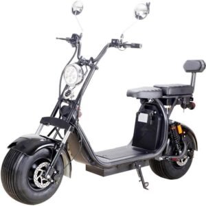 MotoTec Knockout 60v 2000w 36 Ah Fat Tire Electric Scooter - rear hub motor, 2-seater with backrest, under seat storage - 100% Financing Available!